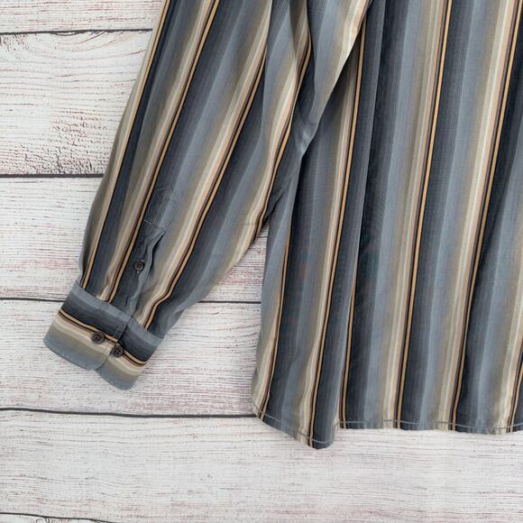 Tommy Bahama Silk Striped Long Sleeve Button Down Shirt Men's XL Blue/Beige/Gray - Picture 14 of 15